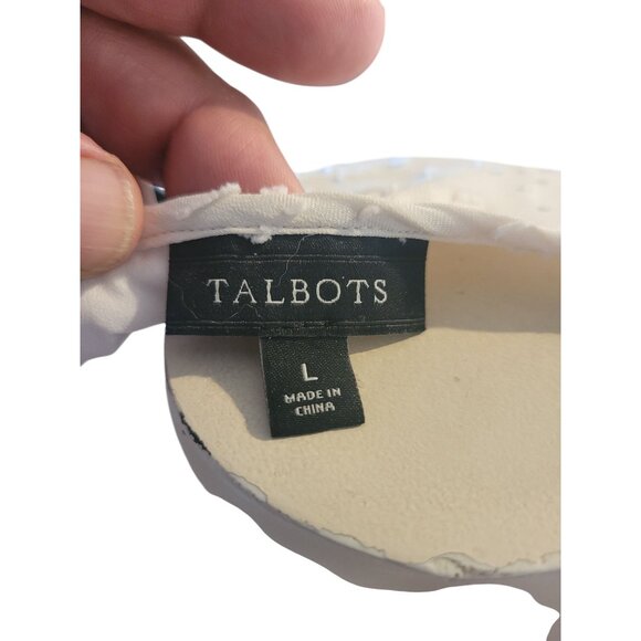 TALBOTS Sheer White Textured Blouse Split Neckline Detail beach coastal lightwei - Picture 7 of 9